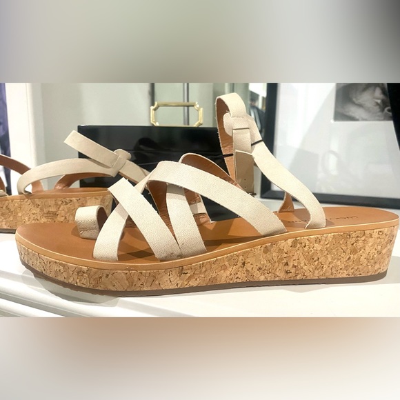 Lucky Brand Heysel beige cork wedge sandals size US 11R and EUR 42.5 man made - Picture 5 of 5